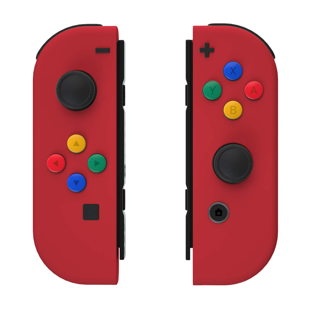 Custom Rose Red Solid Replacement Shell Housing Case for Nintendo Switch Joy-Con (JoyCon) Controllers With Matching Battery Tray