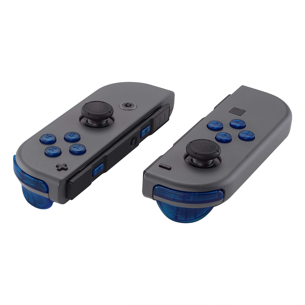 Custom Clear Blue Replacement Button Kit for Nintendo Switch Joy-Con (JoyCon) Controllers