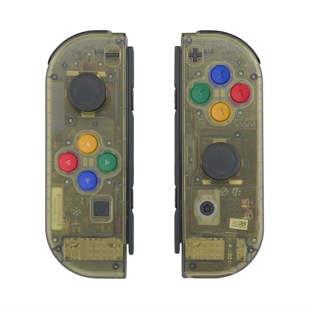 Custom Clear Yellow Replacement Shell Housing Case for Nintendo Switch Joy-Con (JoyCon) Controllers With Matching Battery Tray