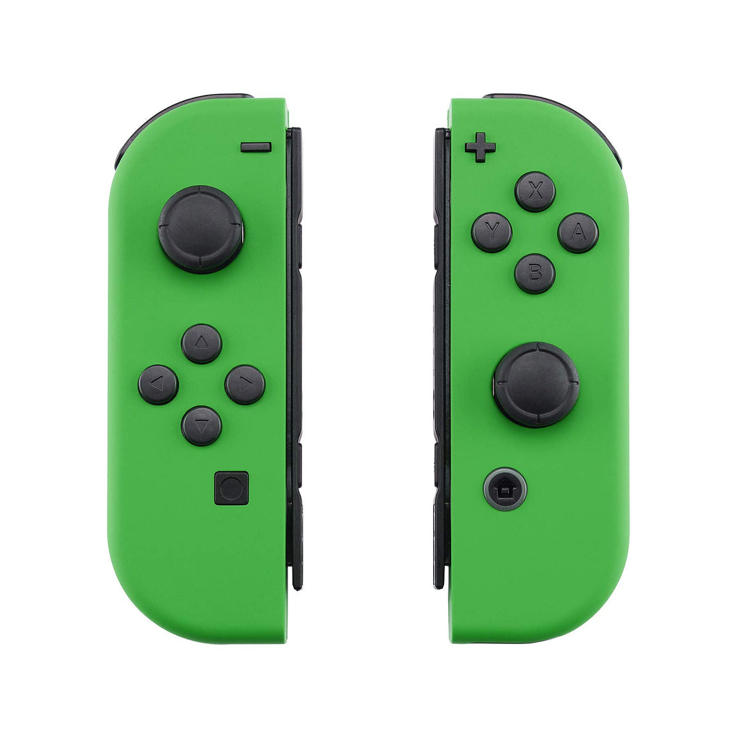 Custom Lime Green Solid Replacement Shell Housing Case for Nintendo Switch Joy-Con (JoyCon) Controllers With Black Battery Tray