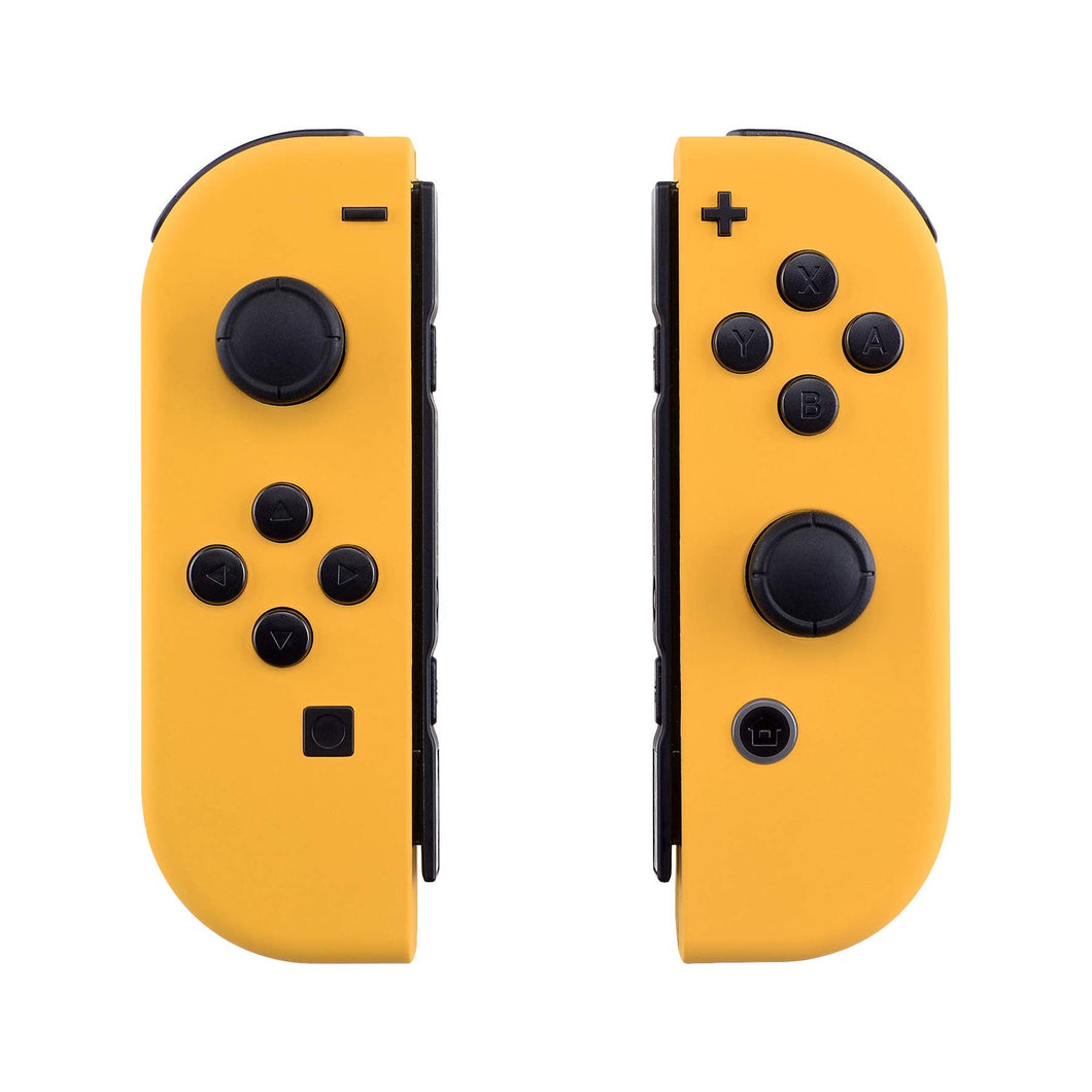 Custom Deep Yellow Solid Replacement Shell Housing Case for Nintendo Switch Joy-Con (JoyCon) Controllers With Black Battery Tray