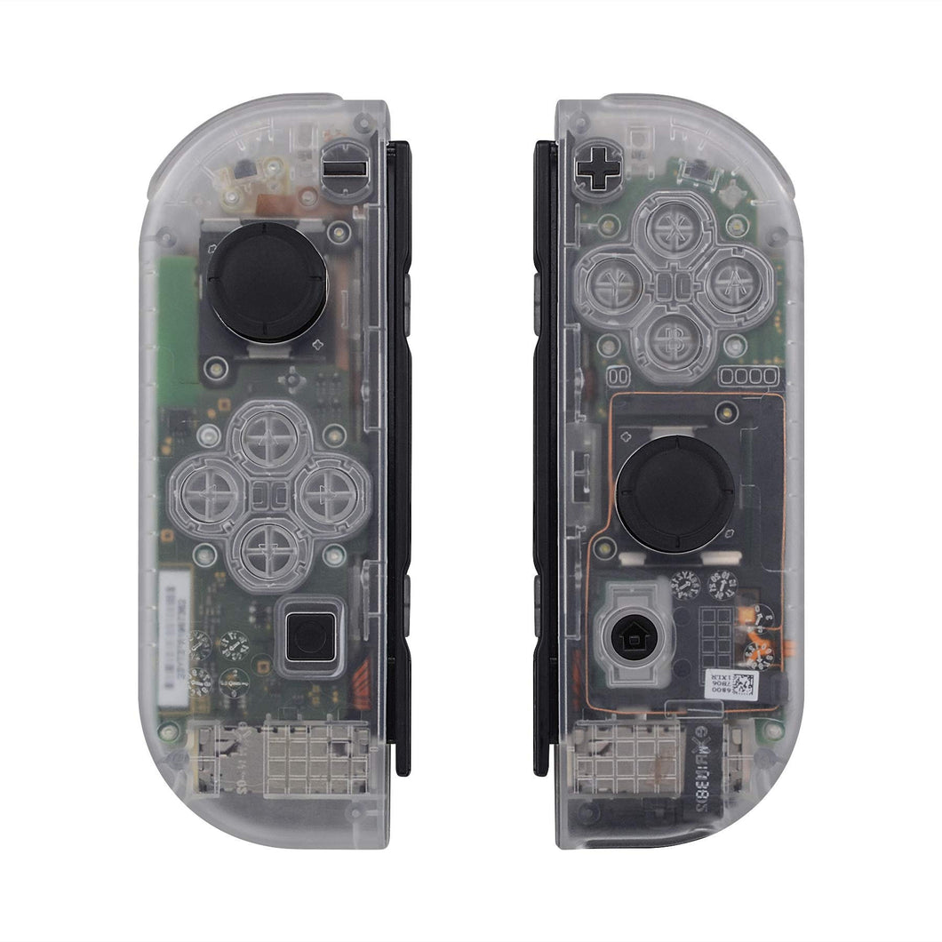 Custom Clear Transparent Replacement Shell Housing Case for Nintendo Switch Joy-Con (JoyCon) Controllers With Matching Battery Tray